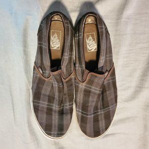 VANS men's plaid slip ons